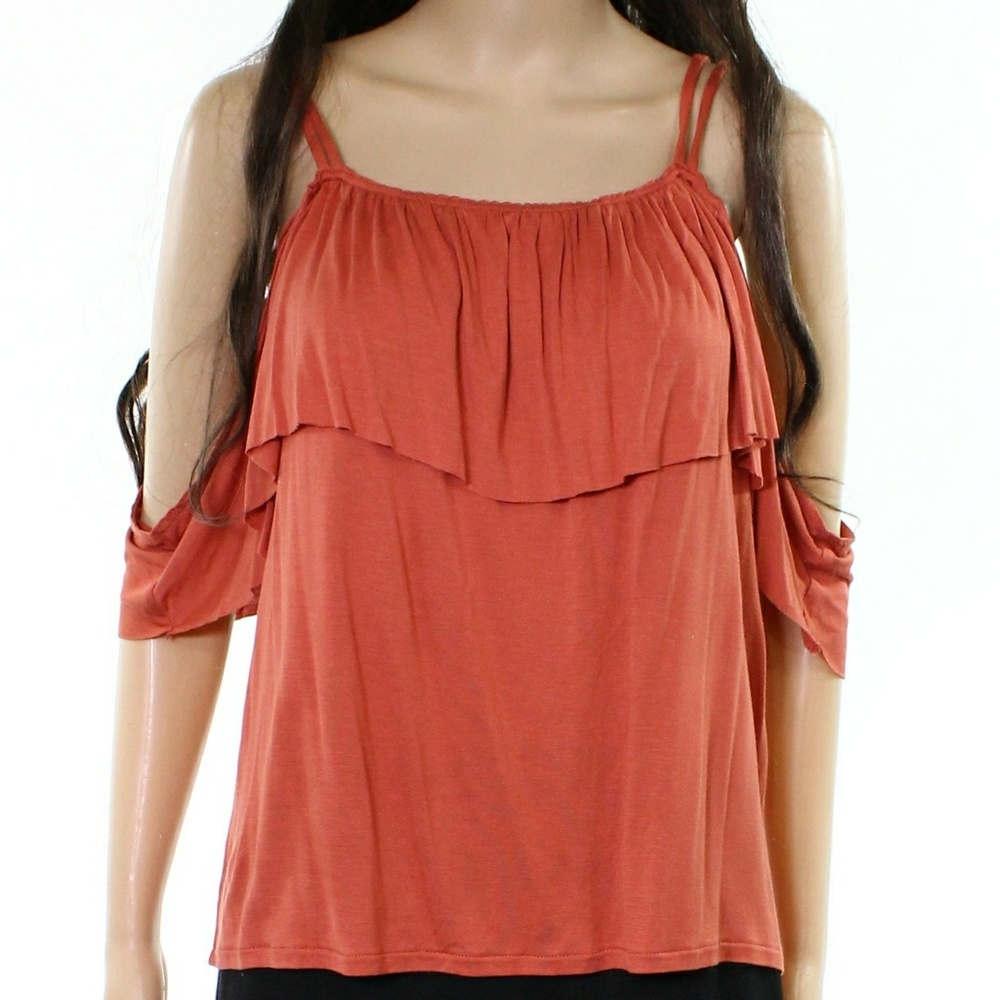 14th and Union orange cold shoulder top